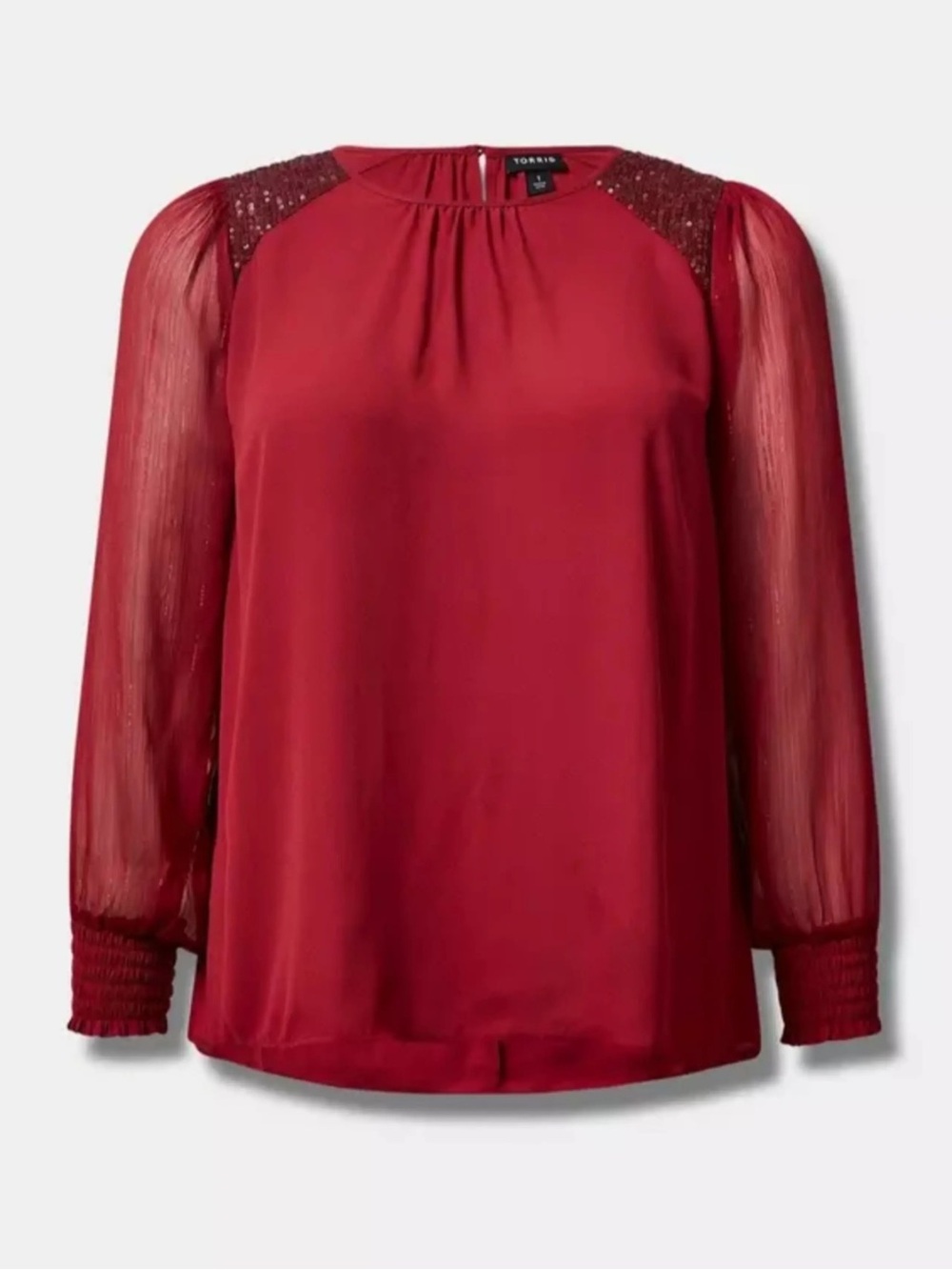 Torrid Red Georgette Sequin Trim Blouse Holiday Party Chic Plus Size 2X 18 20